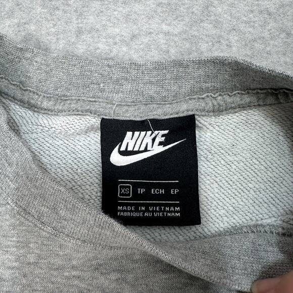 Nike Sweatshirt Kids XS Gray Fleece Banana Swoosh Just Do It Crew Neck Pullover - Picture 5 of 9